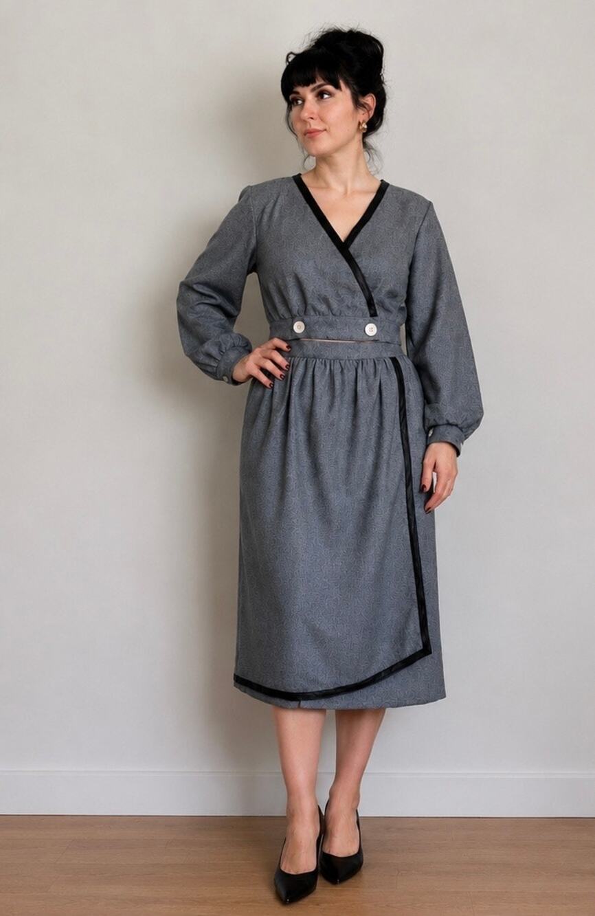 Vintage ILGWU Union Made 2 Pc Short Jacket & Skirt Set size XS/￼S Gray Wool